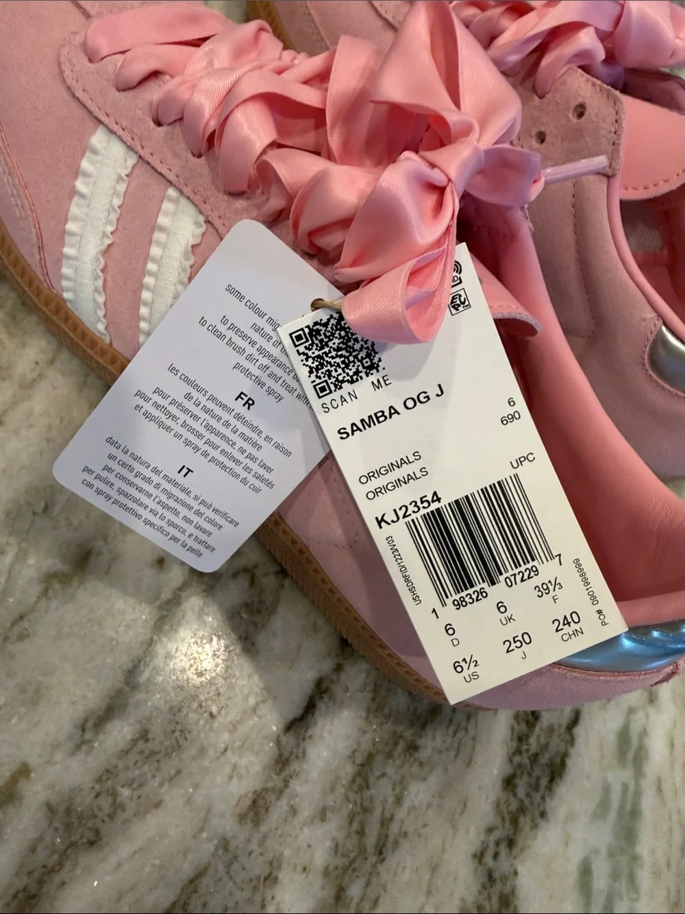 NWT adidas Samba Pink Satin and White Ruffle